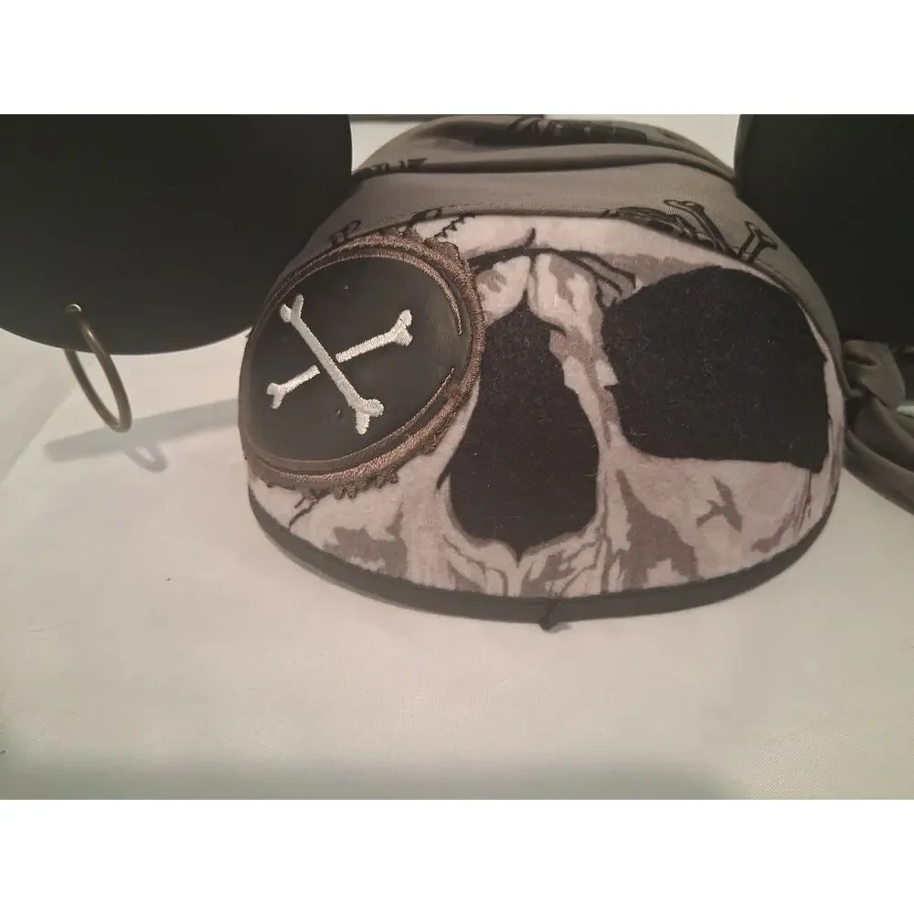Disney Parks Mickey Mouse Ears Hat Pirates of the Caribbean Skull Eyepatch Gray